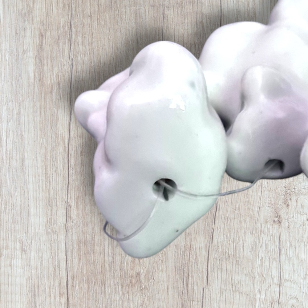 Supplies! Porcelain Dog White Beads Large Set of 7 34x33mm - Picture 4 of 6